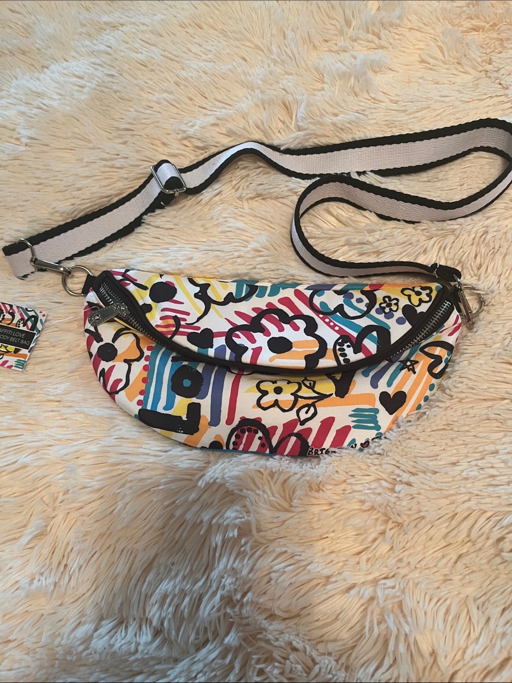 Brighton Multicolor Scribble Floral Crossbody - White